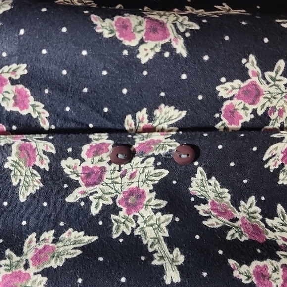 Womens Med Tanza Dark Navy Blue & Pink Floral Button Up - Picture 6 of 7